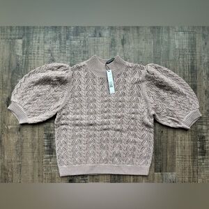 Women's Lace Knit Sweater - Pink